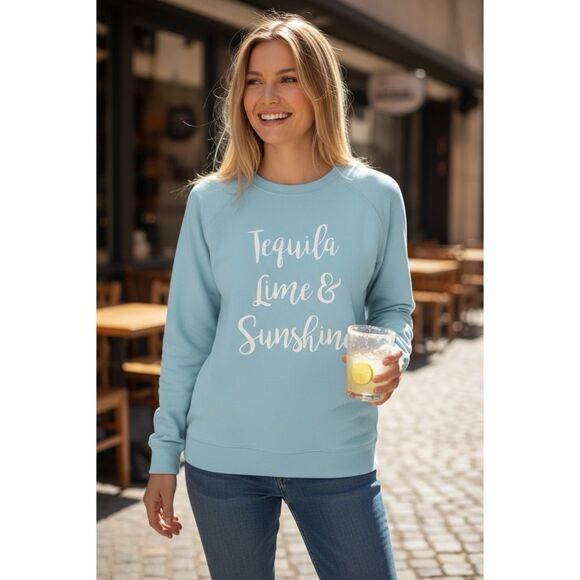 CARIBBEAN JOE NWT Long Sleeve Tequila Lime & Sunshine Crewneck Top S - Picture 1 of 9